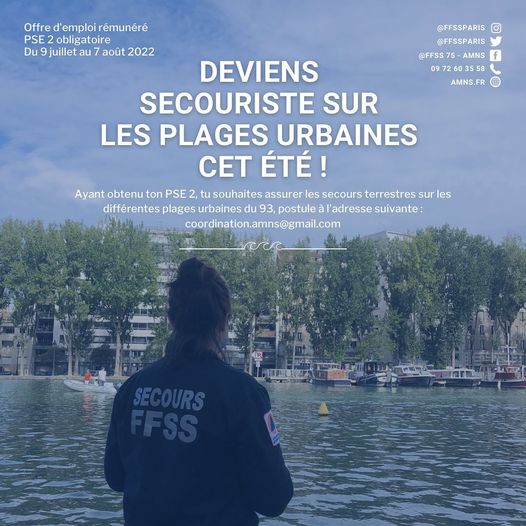 Offre d’emploi pour les diplômés du PSE2  #ffss #amns emploi #pse2 #secours #plageurbaine